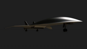 A rendering of Hermeus’ Mach 5 supersonic commercial aircraft