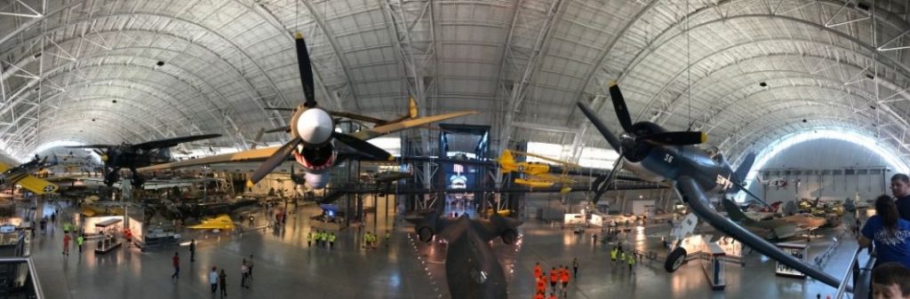 Panorama of the interior of the Udvar-Hazy Center Smithsonian National Air and Space Museum in Chantilly, VA by Jonathandmello